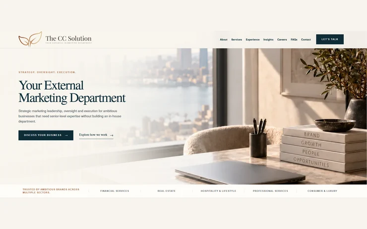 The CC Solution — WordPress website with extra pages for a Dubai marketing consultancy